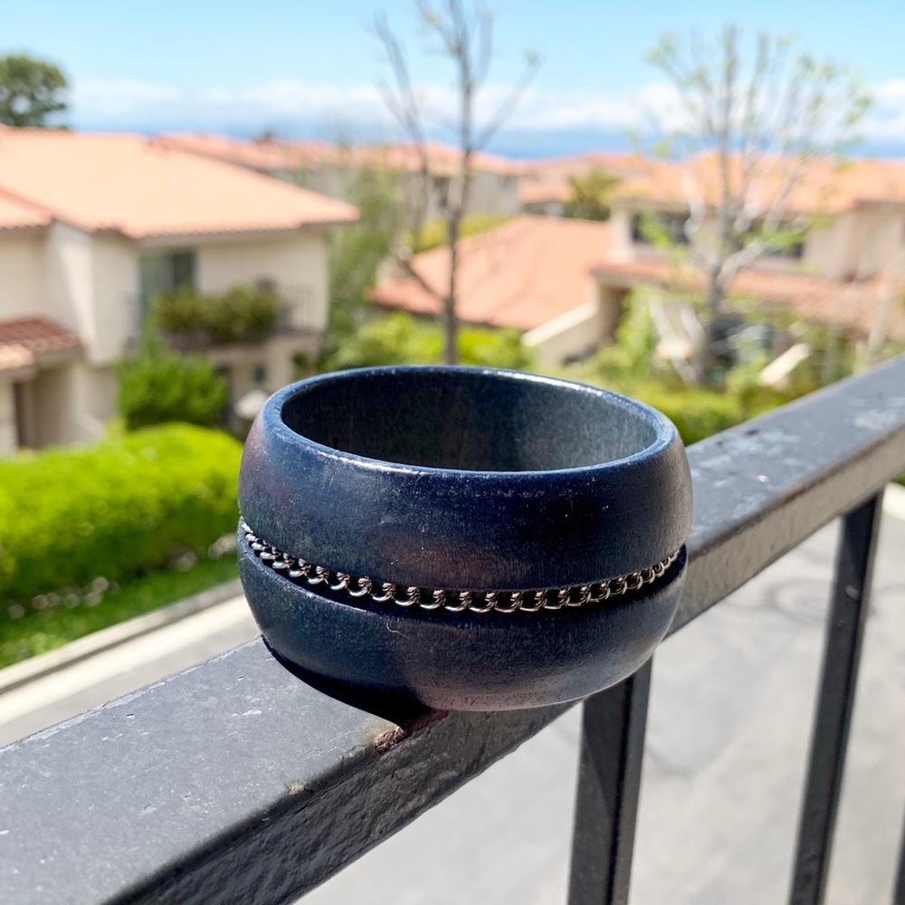 Wooden Bangle with Chain
